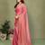 pink elegant embellished chiffon saree with frendi chinese border & blouse piece