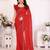 red embellished chiffon saree with diamond lace border – wedding & party wear