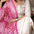 Off white Floral Embroidered Kurta Pant Set with Printed Dupatta