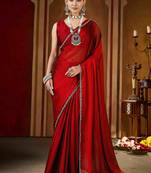 Party wear new rangoli silk red color saree with blouse and stone lace border
