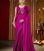 Party wear new rangoli silk pink color saree with blouse and stone lace border
