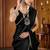 Party wear new rangoli silk black color saree with blouse and stone lace border