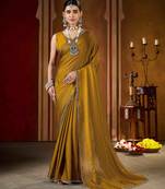 Designer gold rangoli silk saree with beaded lace border