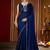 Party wear navy blue rangoli silk saree with fancy lace border