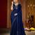 Party wear navy blue rangoli silk saree with fancy lace border