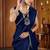 Party wear navy blue rangoli silk saree with fancy lace border