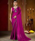 Wedding wear pink rangoli silk saree with stone work border