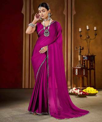 Wedding wear pink rangoli silk saree with stone work border 2