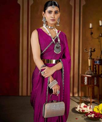 Wedding wear pink rangoli silk saree with stone work border 5
