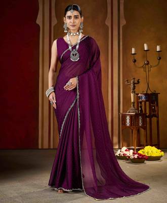 Traditional wine  rangoli silk saree with stone lace work 1
