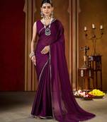 Traditional wine  rangoli silk saree with stone lace work