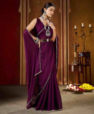 Traditional wine  rangoli silk saree with stone lace work 3