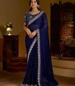 Neavy blue rangoli silk saree with heavy embroidery work