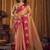 Peach soft tissue contrast border with jhallar saree