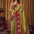 Olive soft tissue contrast border with jhallar saree