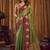 Green soft tissue contrast border with jhallar saree