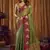 Green soft tissue contrast border with jhallar saree