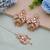 Dark peach color meena work kundan earrings tikka set