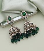 Green color kundan earrings