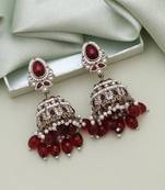 Maroon color kundan earrings