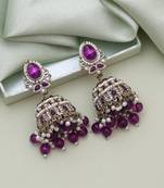 Purple color kundan earrings