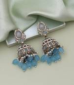 Sky blue color kundan earrings