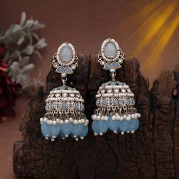 Sky blue color kundan earrings 2