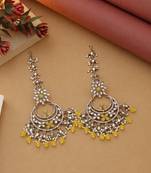 Yellow color kundan earrings