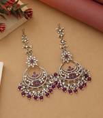 Purple color kundan earrings