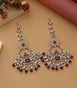 Maroon color kundan earrings
