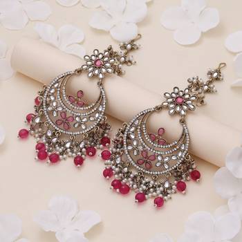 Rani color kundan earrings 2