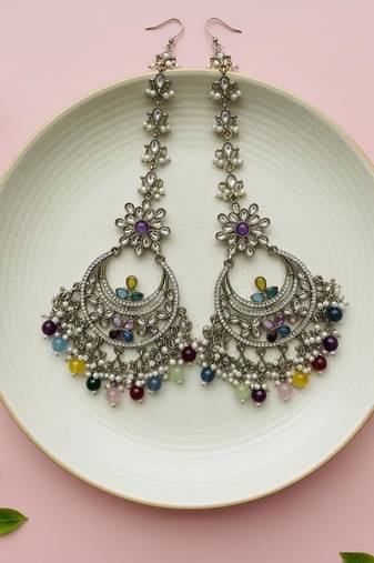 Multi color kundan earrings