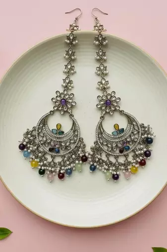 Multi color kundan earrings