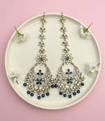 Turquoise blue color kundan earrings