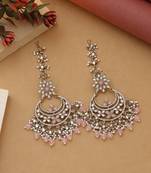 Pink color kundan earrings
