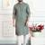 Green art silk straight kurta for men