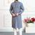Grey art silk straight kurta for men