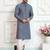 Grey art silk straight kurta for men