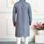 Grey art silk straight kurta for men