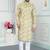 Yellow art silk straight kurta for men