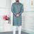 Green art silk straight kurta for men