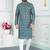 Green art silk straight kurta for men