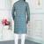 Green art silk straight kurta for men