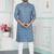 Blue art silk straight kurta for men