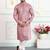Pink art silk straight kurta for men