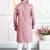 Pink art silk straight kurta for men