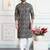 Green art silk straight kurta for men