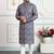 Blue art silk straight kurta for men