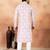 Pink art silk straight kurta for men