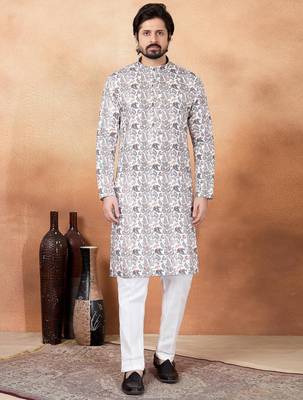 Brown art silk straight kurta for men 1